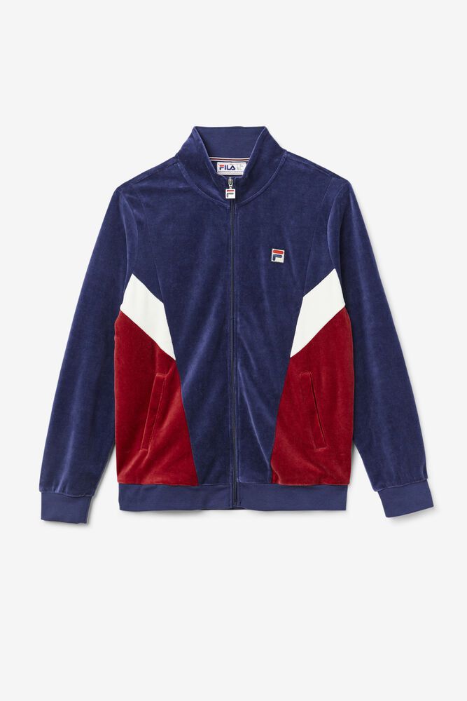 Fila Marten Velour Jacket Navy - Mens - 74526QWAR